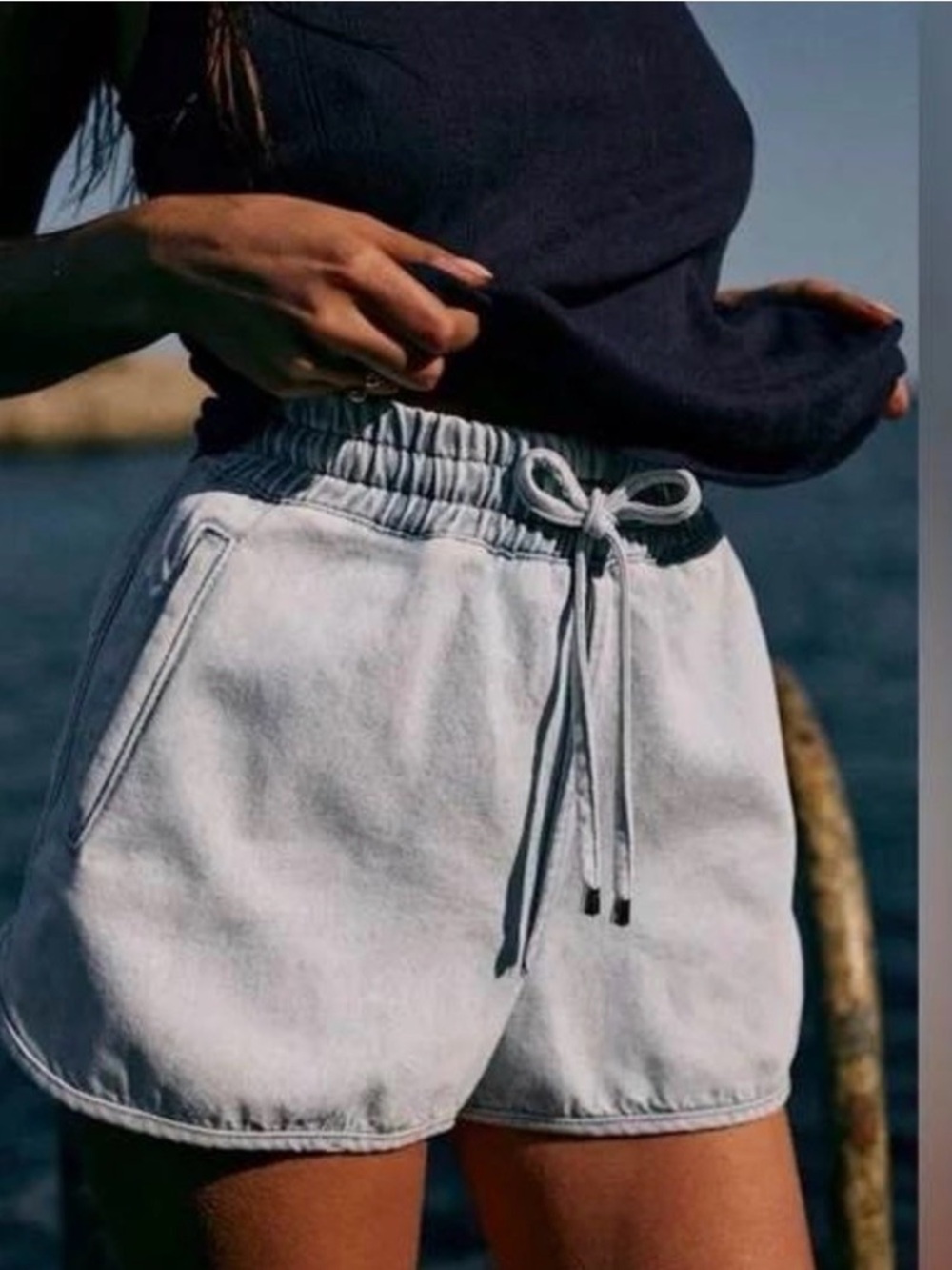 Sezane denim dolphin short